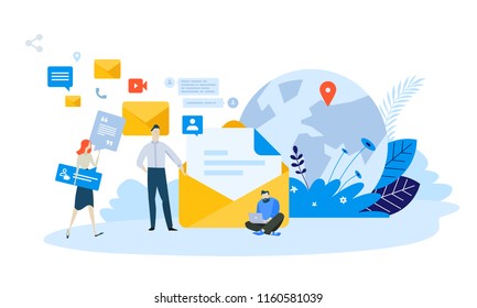 Vector illustration concept of email marketing. Creative flat design for web banner, marketing material, business presentation, online advertising.