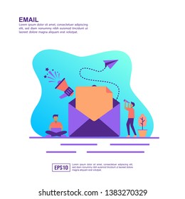 Vector illustration concept of email. Modern illustration conceptual for banner, flyer, promotion, marketing material, online advertising, business presentation