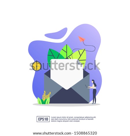Vector illustration concept of email. Modern illustration conceptual for banner, flyer, promotion, marketing material, online advertising, business presentation
