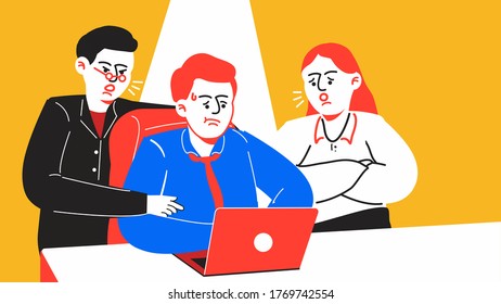 vector illustration concept of Employees are being pressured by customers during work