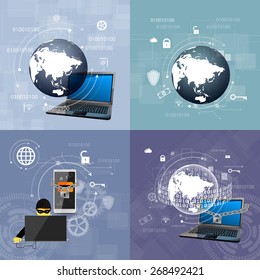 Vector illustration concept of the fight against viruses and attacks.