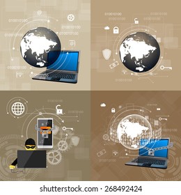 Vector illustration concept of the fight against viruses and attacks.