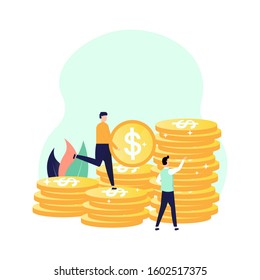 vector illustration, the concept of financial improvement, cooperation to raise money, partnerships. Can be used for, landing pages, templates, UI, web.