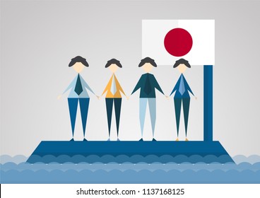 Vector illustration in concept of flood at Japan country. Pray for Japanese at Takatsuki city.