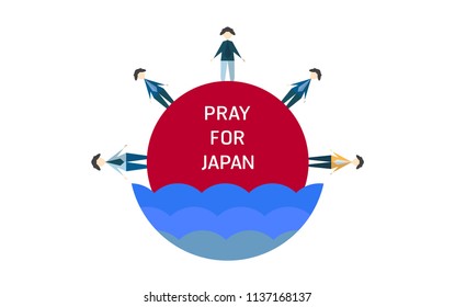 Vector illustration in concept of flood at Japan country. Pray for Japanese at Takatsuki city.