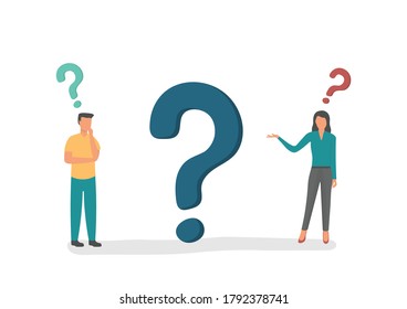 Vector illustration, concept illustration of frequently asked questions of exclamation marks and question marks, metaphor question answer

