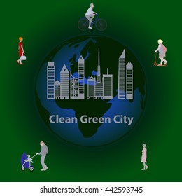 Vector illustration of a concept green clean city, flat style