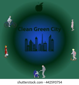 Vector illustration of a concept green clean city, flat style