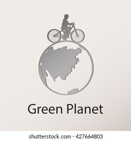 Vector illustration of a concept green planet, flat style.