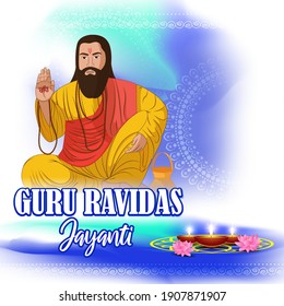 Vector Illustration Concept Of Guru Ravidass Jayanti. Indian Mystic Poet-sant Of The Bhakti Movement.