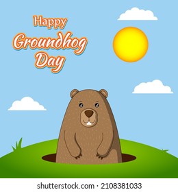 Vector illustration concept of Happy Groundhog Day greeting