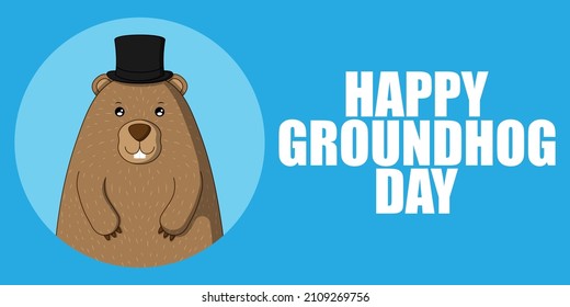 Vector illustration concept of Happy Groundhog Day greeting