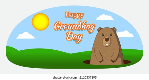 Vector illustration concept of Happy Groundhog Day greeting