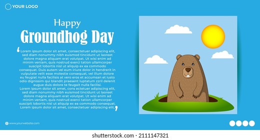 Vector illustration concept of Happy Groundhog Day greeting