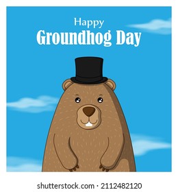 Vector illustration concept of Happy Groundhog Day greeting