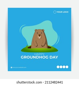 Vector illustration concept of Happy Groundhog Day greeting