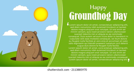 Vector illustration concept of Happy Groundhog Day greeting