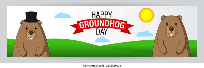 Vector illustration concept of Happy Groundhog Day greeting