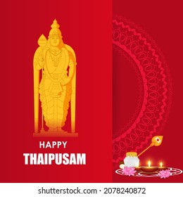 Vector illustration concept of Happy Thaipusam or Thaipoosam greeting 