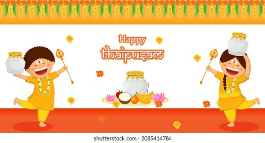 Vector illustration concept of Happy Thaipusam or Thaipoosam greeting