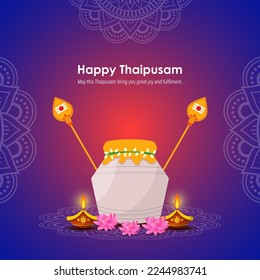 Vector illustration concept of Happy Thaipusam or Thaipoosam greeting 