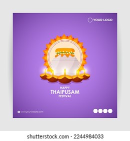 Vector illustration concept of Happy Thaipusam or Thaipoosam greeting 