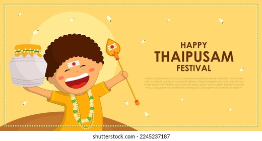 Vector illustration concept of Happy Thaipusam or Thaipoosam greeting 