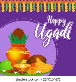 Concepto de ilustración vector Happy Ugadi Or gudi padwa, festival indio