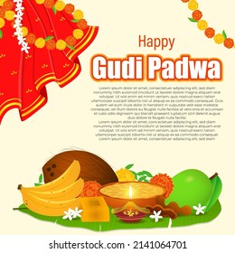 Vector illustration concept of Happy Ugadi Or gudi padwa, indian festival