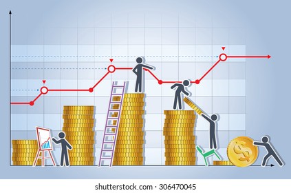 Vector illustration. Concept of harmonious teamwork that makes business grow.