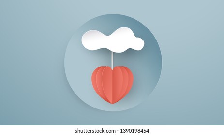 Vector illustration in concept of health insurance. Template design is on pastel blue background in 3D paper cut style for web banner, poster, cover, advertisement. It's art craft for kids.