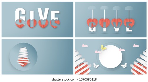 Vector illustration in concept of health insurance. Template design is on pastel blue background for cover, web banner, poster, slide presentation. Art Craft for kid in 3D paper cut style. 