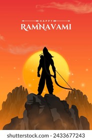 Vector illustration concept of Hindu festival, Shree Ram Navami.