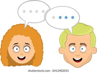 vector illustration concept icon head man and woman talking in chat technology