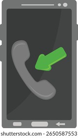 Icono de concepto de Ilustración vectorial Llamada entrante Dispositivo de teléfono móvil