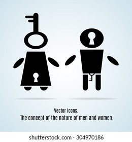 Vector illustration. Concept icon - the nature of men and women