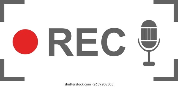 Icono de concepto de Ilustración vectorial REC grabar comunicación de voz de audio