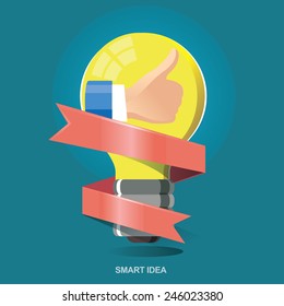 Vector illustration concept icon for thumb up, Good idea. Smart thinking. Good job. Smart Choice