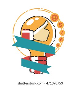 Vector illustration concept icon for thumb up, Good idea. Smart thinking. Good job. Smart Choice