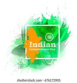 Vector illustration for concept Indian Independence Day, India flag in trendy style. 15 August. Watercolor design template for poster, banner, flayer, greeting,invitation card. Independence day card. 