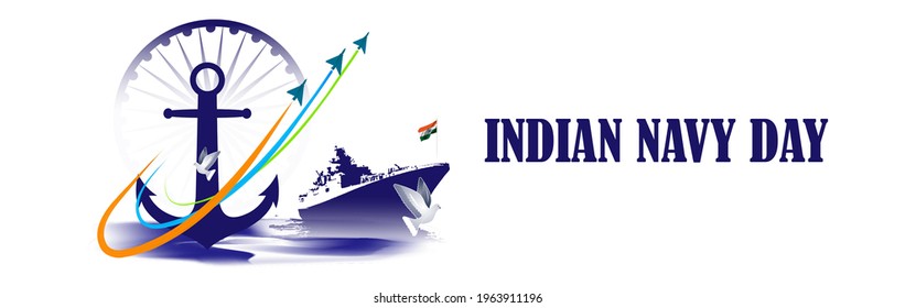 Vector illustration concept of Indian Navy Day celebration. 4 December.
