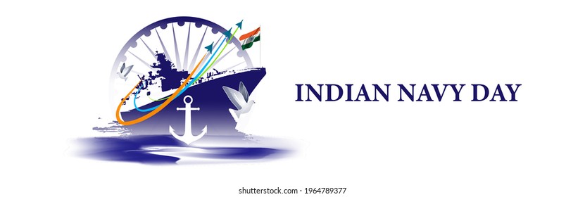 Vector illustration concept of Indian Navy Day celebration. 4 December.