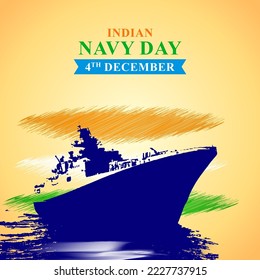 Concepto de ilustración vectorial de la celebración del Día de la Marina de la India el 4 de diciembre.