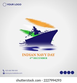 Concepto de ilustración vectorial de la celebración del Día de la Marina de la India el 4 de diciembre.