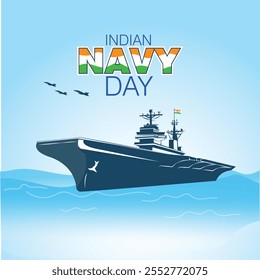 Concepto de Ilustración vectorial de la celebración del Día de la Armada India con un buque de guerra.