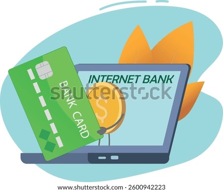 Vector illustration concept of internet bank, online payment. Safe internet purchase