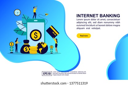 Vector illustration concept of internet banking. Modern illustration conceptual for banner, flyer, promotion, marketing material, online advertising, business presentation