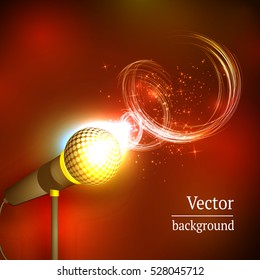 Vector illustration of a concept of karaoke, microphone, song, concert