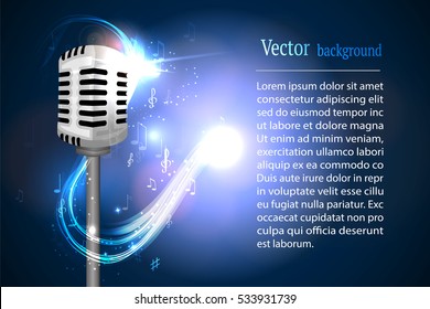 Vector illustration of a concept of karaoke, microphone, song, concert