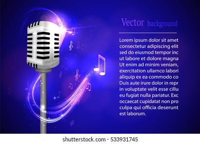 Vector illustration of a concept of karaoke, microphone, song, concert